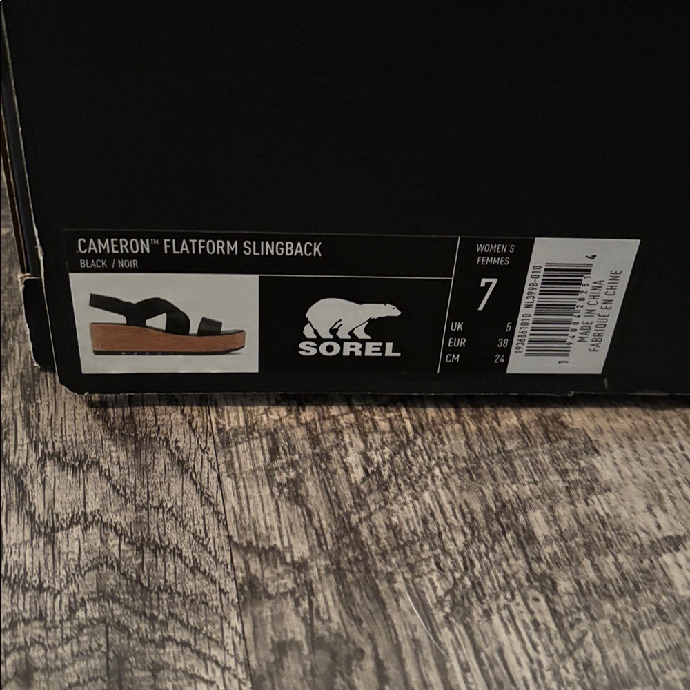 Sorel “Cameron” Flatform Sandals - Elastic Straps - Black - Size 7 - Picture 4 of 4